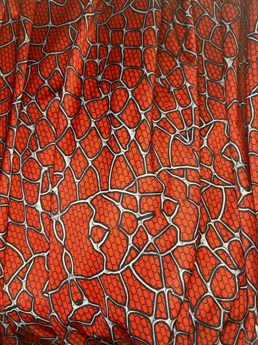 Spider Web Fabric - White, Black & Red