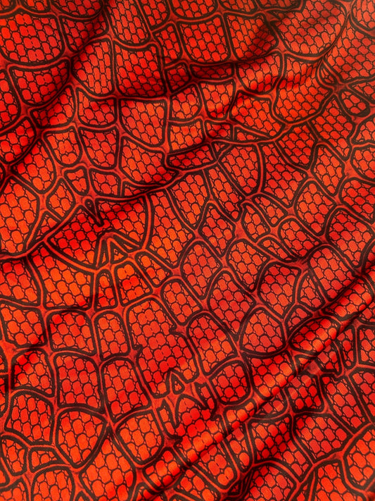 Spider Web Fabric - Black & Red Sample - Cosplay Fabric By the Yard - CosRoads Alley