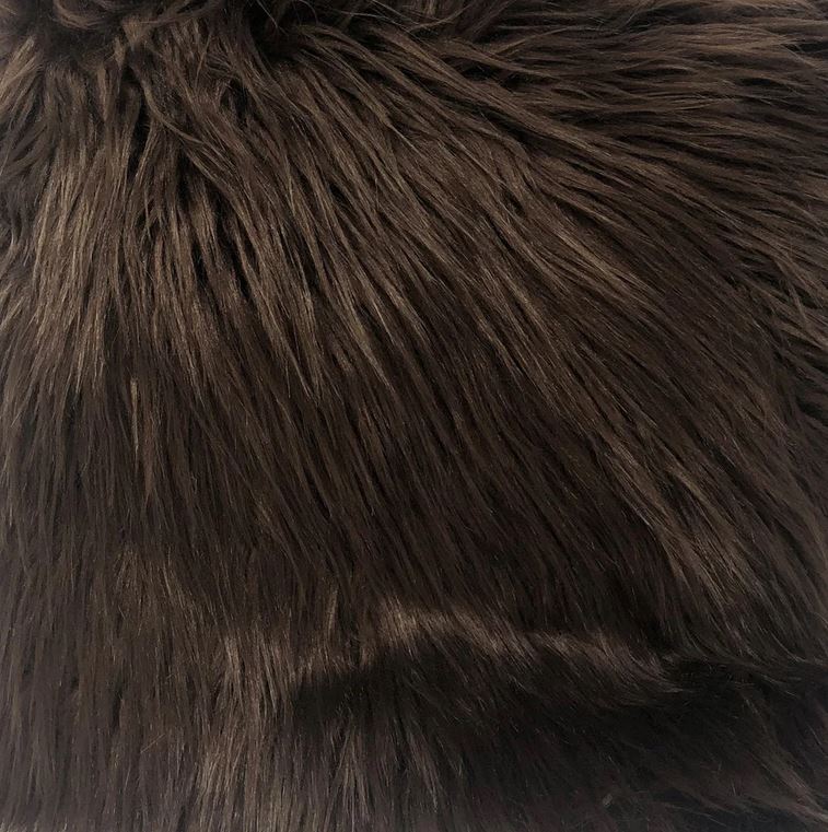 Brown Solid Shaggy Faux Fur