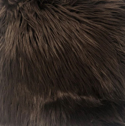 Brown Solid Shaggy Faux Fur