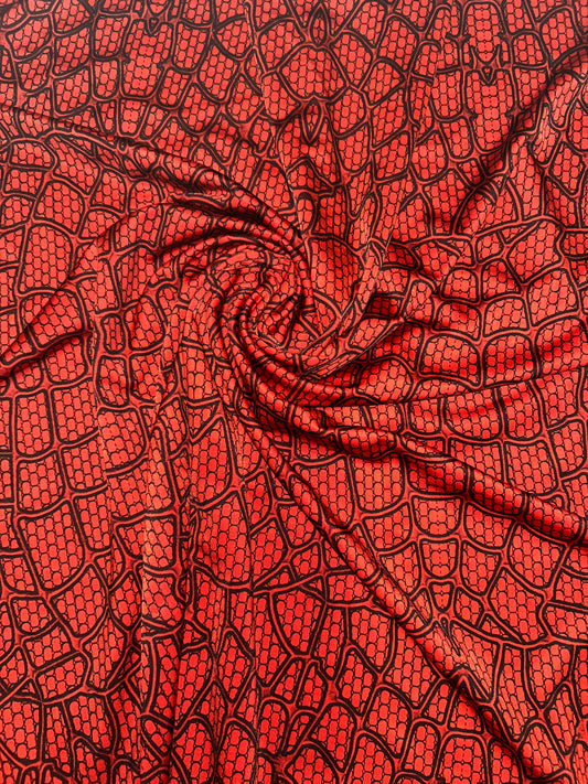 Spider Web Fabric - Black & Red Sample