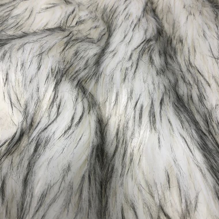 Black tipped White Faux Fur Sample - Cosplay Fabric By the Yard - CosRoads Alley