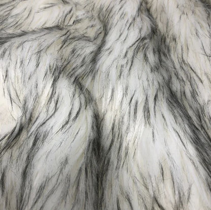 Black tipped White Faux Fur Sample - Cosplay Fabric By the Yard - CosRoads Alley