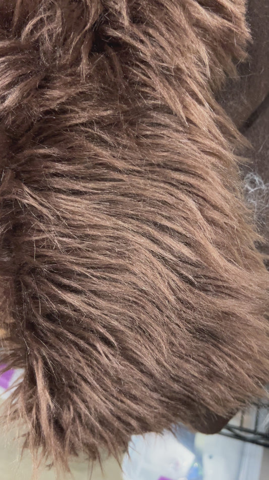 Brown Solid Shaggy Faux Fur Sample