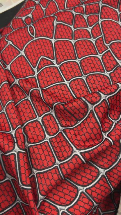 Spider Web Fabric - White, Black & Red