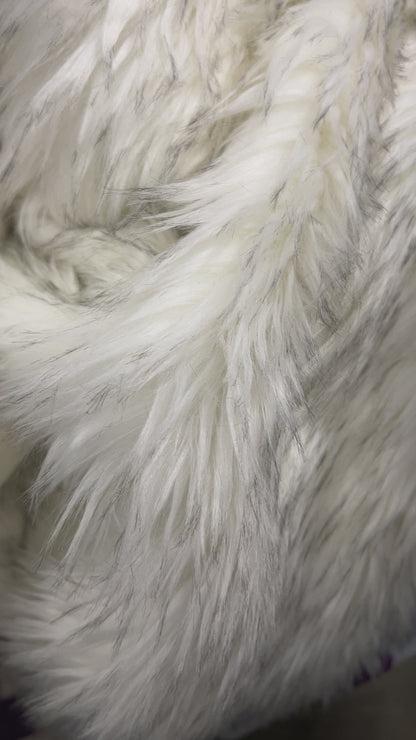 Black tipped White Faux Fur