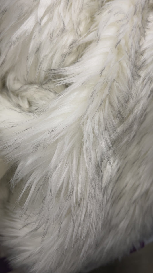 Black tipped White Faux Fur Sample