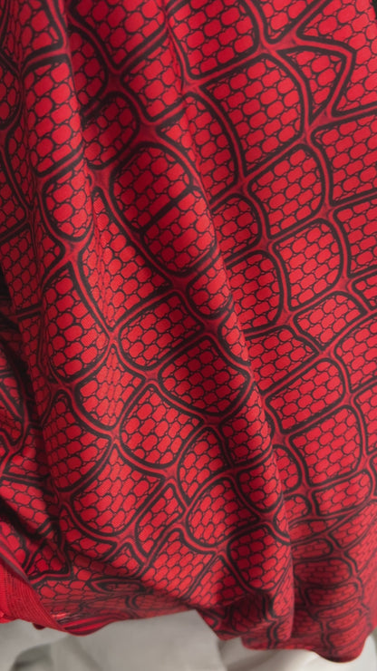 Spider Web Fabric - Black & Red