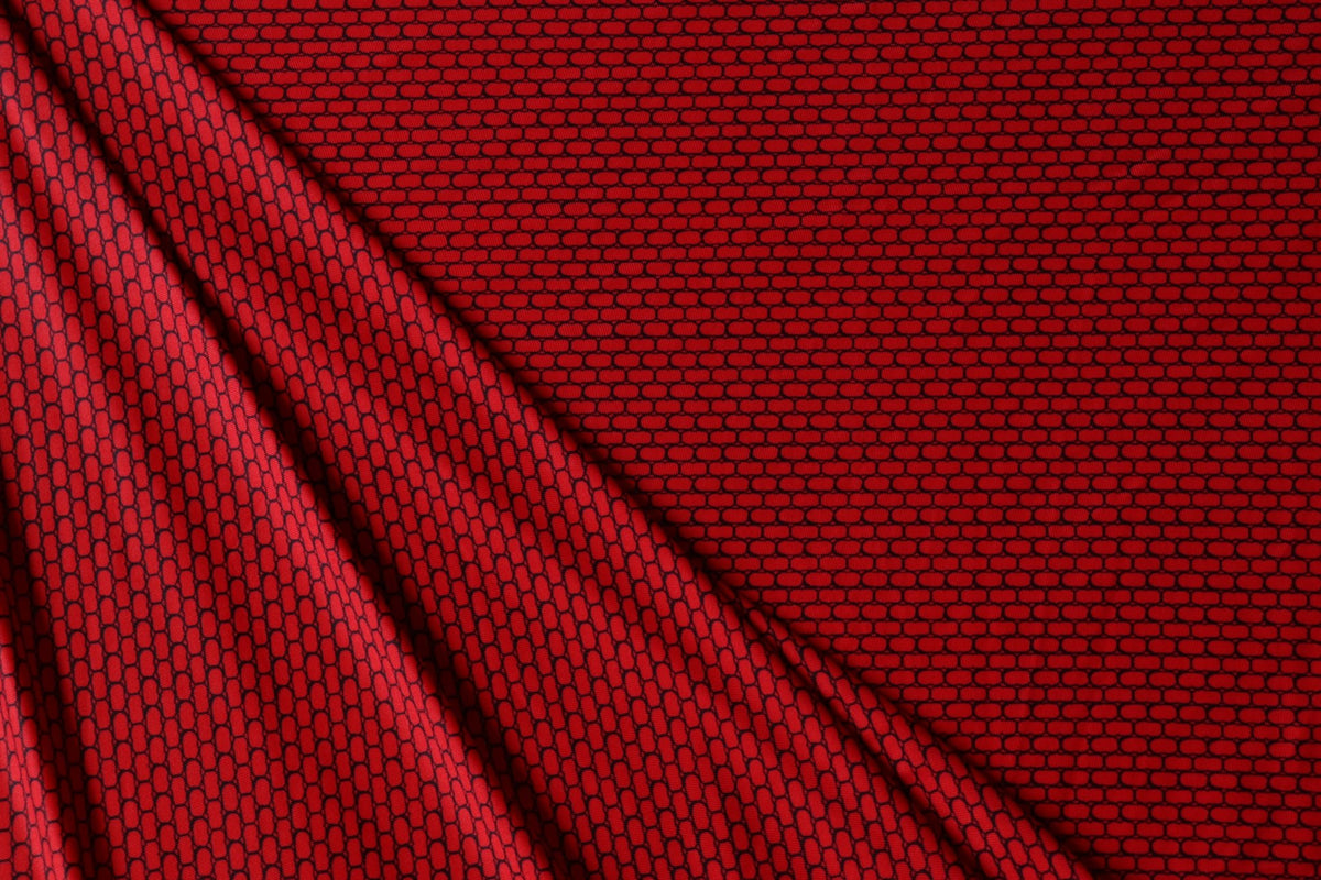 Spandex - Red & Black brick pattern - Cosplay Fabric By the Yard - CosRoads Alley