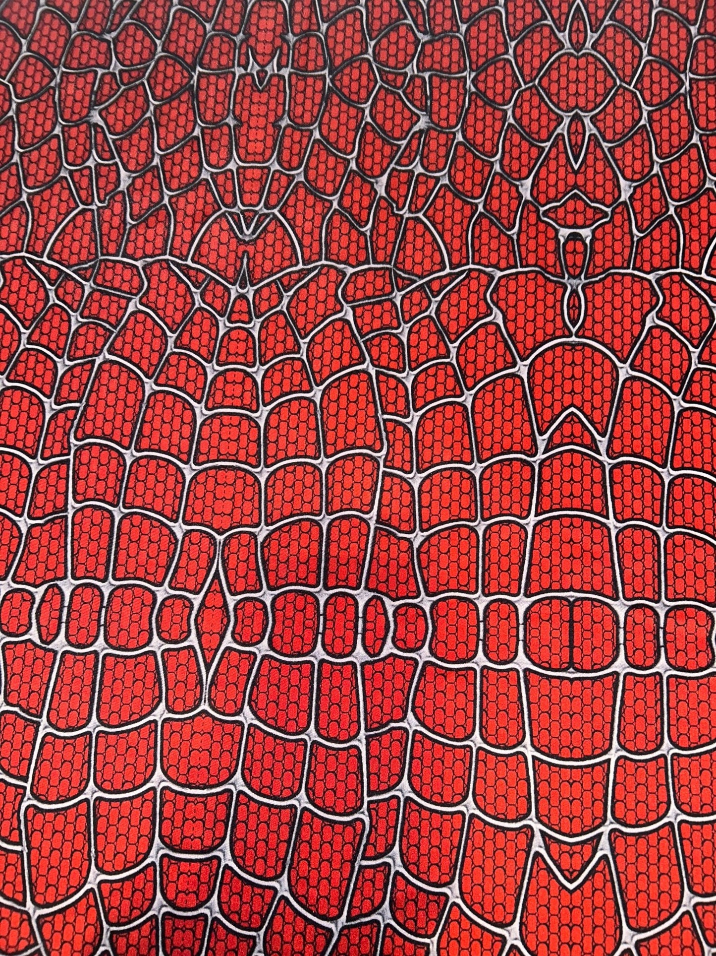 Spider Web Fabric - White, Black & Red Sample - Cosplay Fabric By the Yard - CosRoads Alley