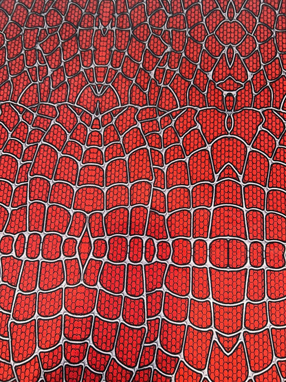 Spider Web Fabric - White, Black & Red Sample - Cosplay Fabric By the Yard - CosRoads Alley